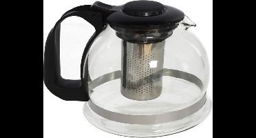 Gerimport Theepot met infuser - 1,6 liter - theekan met filter - glas