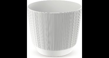 Prosperplast Plantenpot - stripe - parelwit - kunststof - D20xH17 cm - voor binnen/buiten