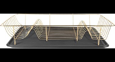 Present Time Afdruiprek - Linea Verguld met Mat Zwarte tray - 49x32x9,5cm - Scandinavisch