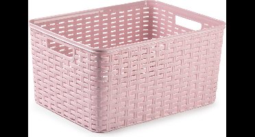 Plasticforte Opbergmand - Kastmand - rotan kunststof - oud roze - 18 Liter - 29 x 39 x 20 cm
