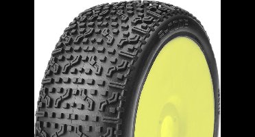 Captic Racing - S-CODE - 1/8 Buggy Tires Mounted - CR-3 (Soft) Racing Compound - Yellow Rims - 1 Pair