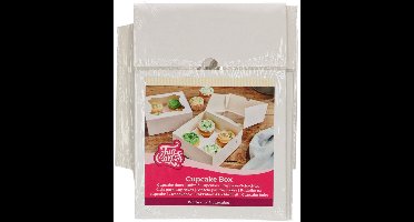 FunCakes Cupcake Doos voor 4 Cupcakes of Muffins - Wit - 3 Stuks - Cupcake Bewaardoos