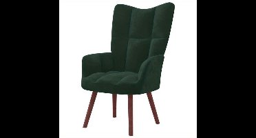 Fauteuil – Lounge Fauteuil – Relaxfauteuil – Leunstoel – Draaifauteuil – Donkergroene Fluwelen Bekleding – Plush Zitting Met Massief Houten & Metalen Frame