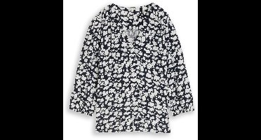 Tom Tailor - Blouse van viscose - Maat 46 - blue ginkgo minimal