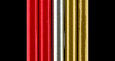 Assortiment cadeaupapier kadopapier inpakpapier - zilver,goud en rood - 70 cm x 2 meter - 5 rollen