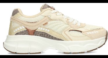 POSH by Poelman LISE Dames Sneakers - Beige met combinatie