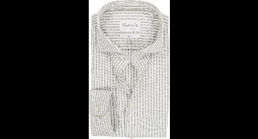 Michaelis slim fit heren overhemd - structuur - groen met wit gestreept - Strijkvriendelijk - Boordmaat: 38