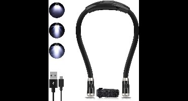 Core® Oplaadbare Neklamp – leeslamp met 16 brand uren – Leeslampje voor boek met 3 oogbeschermingsmodi – Zwart - ‎ 26cm x 52cm x 26cm