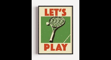 Let's Play Retro Tennis Poster - Poster 60x90 cm - Sfeervolle Wanddecoratie voor Woonkamer & Slaapkamer - Premium papier - zonder lijst