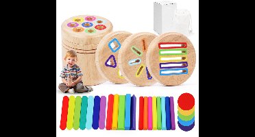 4-in-1 Montessori-speelgoed - vanaf 3 jaar houten speelgoed voor 1, Houten Montessori-speelgoed voor peuters - Sensorisch en motorisch speelgoed voor kinderen - Educatieve spellen voor baby's