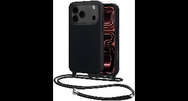Hoes Geschikt voor iPhone 17 Pro Max Met Telefoonkoord - Siliconen Hoesje Backcover Met Ketting - Zwart