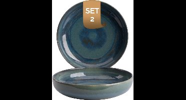 Palmer Bord diep Miami 22 cm Groen Stoneware 2 stuks