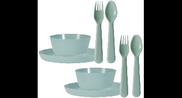 Excellent Houseware Kunststof kinderservies set - 48-delig - mintgroen - Campingservies / picknickservies - peuters
