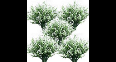 5 Stuks Kunstmatige Lavendel Bloemen Buiten, Kunstmatige Planten UV-bestendige Nep Bloemen Groene Kunstmatige Planten Buiten, Voor Decoratie Buiten Planten Hangende Potten Thuis Tuin Decoratie (Wit)