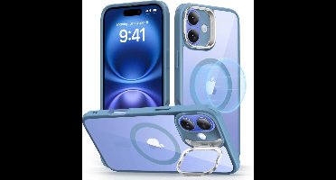 ESR Hoesje Geschikt voor Apple iPhone 16 - Classic Hybrid HaloLock - Compatibel met MagSafe / Qi2 en ESR HaloLock - Back Cover met Standaard - Camera Kickstand - Transparant Blauw