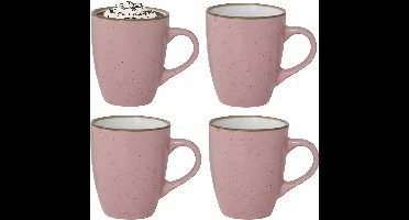Gerimport Koffie / thee mok Sweets - 4x stuks - roze - 350 ml - keramiek