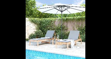 Houten Loungestoel – Verstelbare Stoel – Tuinstoel – Balkonstoel – Massief Pijnboomhout – Lattenontwerp – Waterafvoer