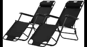 Ligstoelen – Opvouwbare Stoelen – Tuinmeubelen – Strandstoelen – Verstelbare Rugleuning – Weerbestendig Polyester