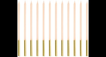 12 verjaardagskaarsen beige-goud 14cm