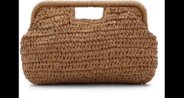 Clutch - Geweven Stroh - 39x28 cm - Beige - Voor Feest en Strand