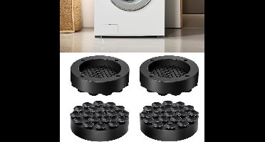 Vibratiedempers voor wasmachine, 4-pack, antivibratiemat met antislip, universeel gebruik (Zwart)