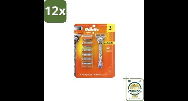 Gillette - Fusion5 – Houder + 6 Mesjes - Voordeelverpakking - 12 stuks - Comfortabel scheeren - Huidbescherming