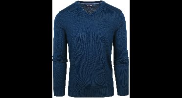 Suitable Merino Pullover V-Hals Indigo Blauw - Maat XL - Heren