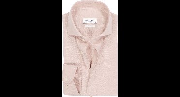Profuomo slim fit heren overhemd - structuur - roze - Strijkvriendelijk - Boordmaat: 44 (EU maat: XL)