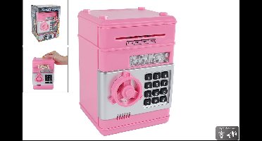 Van Manen geldkluis speelgoed met geheime code roze 19,5cm.