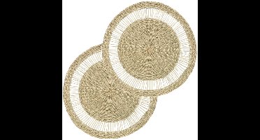 Secret de Gourmet Tafel Placemat - Set van 8x stuks - zeegras naturel - rond - 38 cm - Onderleggers - Ontbijt en Diner