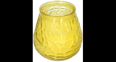 Windlicht geurkaars - geel glas - 48 branduren - citrusgeur