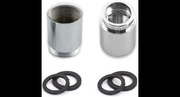 Set van 2 messing kraanadapters 22 mm vrouwelijk naar 22 mm mannelijke schroefdraad - waterzuiveraar accessoire - zilverkleurig - universeel toepasbaar