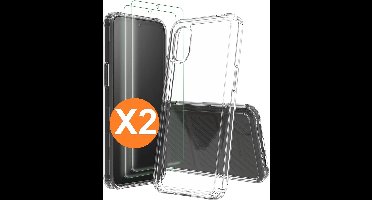 Hoesje geschikt voor Samsung Galaxy Xcover 7 Hoesje transparant - Anti Shock silicone hoesje Galaxy Xcover 7 case met 2 Pack Screenprotector tempered glass voor Samsung Xcover 7