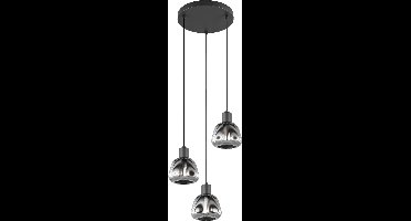 LED Hanglamp - Hangverlichting - Torna Arif - E27 Fitting - 3-lichts - Rond - Mat Zwart - Metaal