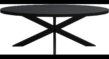Livingfurn - Zwart Ovale Eetkamertafel - - Mango Hout - 210 cm