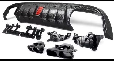 Diffuser Endline - Achter Diffuser met Uitlaat Endtips - Voor Mercedes C-Klasse W205 (2015-2021) - Carbon Look - Auto Accessoires