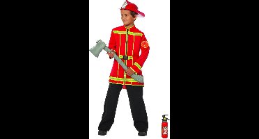 Brandweerjas kind 1-delig rood - Maatkeuze: Maat 152