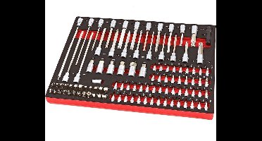 HBM Professionele 102 Delige Inbus, Torx, Hex, Rib Doppenset Foam Inlay voor HBM Gereedschapswagen