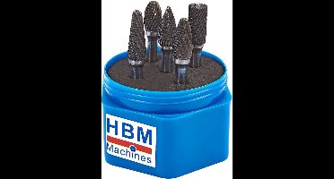 HBM volhardmetalen frezenset 5-delig, 6 mm opname, eindmolen voor aluminium, messing, koper, metaal, rvs en staal