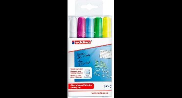 edding Glassboard Marker - 5 gekleurde glasstiften - Ronde punt van 2-3 mm - speciaal voor glasborden
