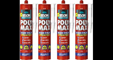Bison poly max high tack express - montagelijm - extra sterk - extra snel - wit - 4 x 440 gram