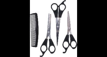 *** 4-delige kappersschaar set - inclusief 2 knipscharen, haarkam en uitdunkam - Kapsalon Hair design - van Heble® ***