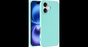 Hoesje Geschikt voor iPhone 16 – Zacht siliconen liquid backcover – Mint Groen