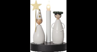 Star Trading LED kandelaar Christmas Joy, Star Boy en Lucia, wit, hout, decoratief licht, warm wit, 21cm