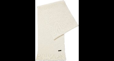 BOSS sjaal Albas Knitted Scarf Open White crème