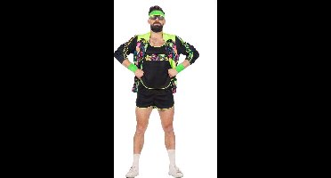 Spetterend Aerobic Neon 80s Kostuum Man