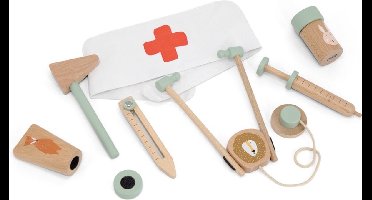 Trixie Houten Speelgoed - Doktersset - Dokterstas met 8 accessoires - Dokter speelgoedkoffer - Vanaf 3 jaar - Voor Jongens en Meisjes