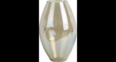 Present Time Vaas Luster Organic - Groen - Ø15cm - Glas - Scandinavisch - Bloemenvaas - Woondecoratie - Decoratieve vaas voor woonkamer of slaapkamer - Moederdag - Moederdag cadeautje - Moederdag cadeau voor mama