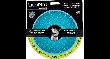 LickiMat Wobble - Hondenbak - Likmat / Anti-schrok / Slowfeeder voor Hond - Turquoise - 16 cm