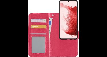 Hoesje - 2 in 1 - Geschikt voor Samsung Galaxy S22 - Met Uitneembare Hard Cover - Bookcase - Wallet Case - Met Pasjeshouder - Book Case - Uitneembaar - Pashouder - Kunstleer - Donkerroze